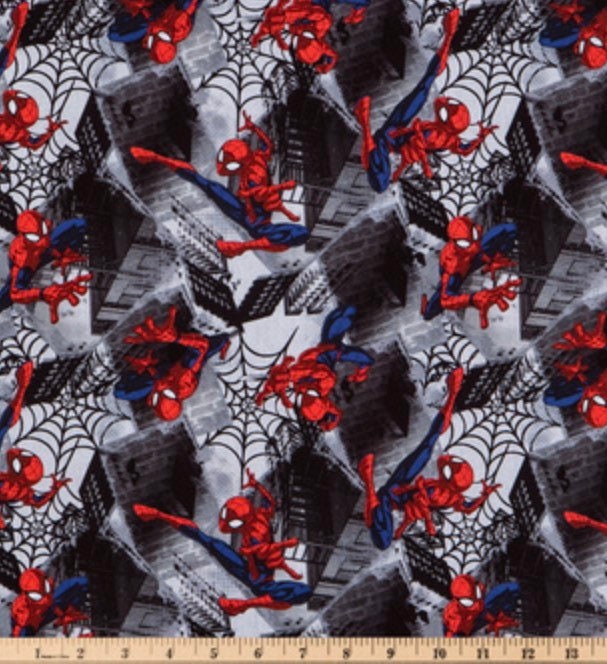 Spiderman Fabric - 100% Cotton - Continuous cuts Licensed Fabric