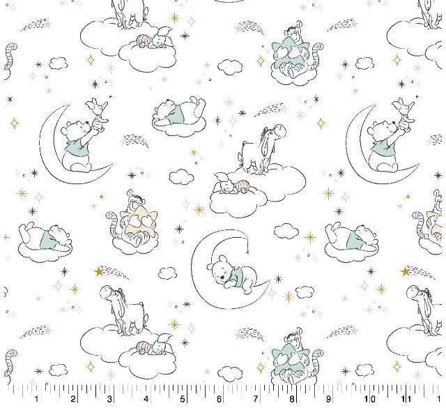 Winnie the Pooh baby friends- Bear Fabric- 100% Cotton - Licensed Fabric