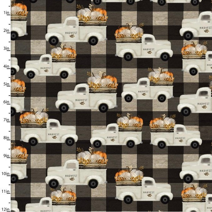 Fall Vintage trucks Fabric -100% Cotton 3W-Happy Fall 18118 Multi - Truck
