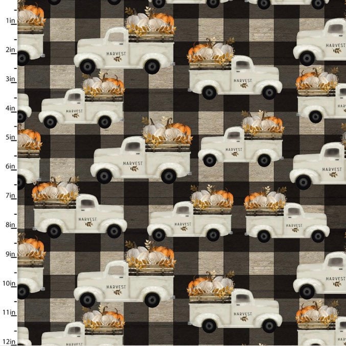 Fall Vintage trucks Fabric -100% Cotton 3W-Happy Fall 18118 Multi - Truck