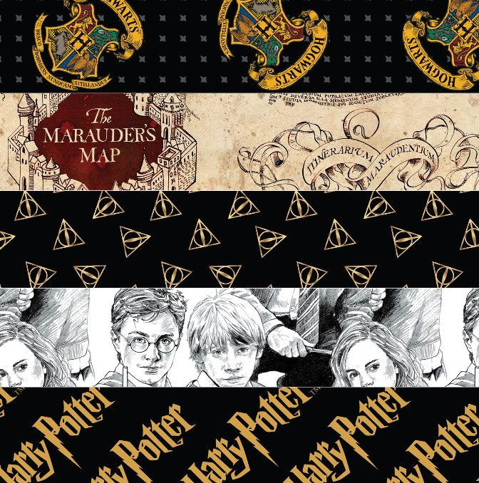 Harry Potter Stax fat quarter bundle- Fabric - x5 Fat Quarters Licensed Fabric