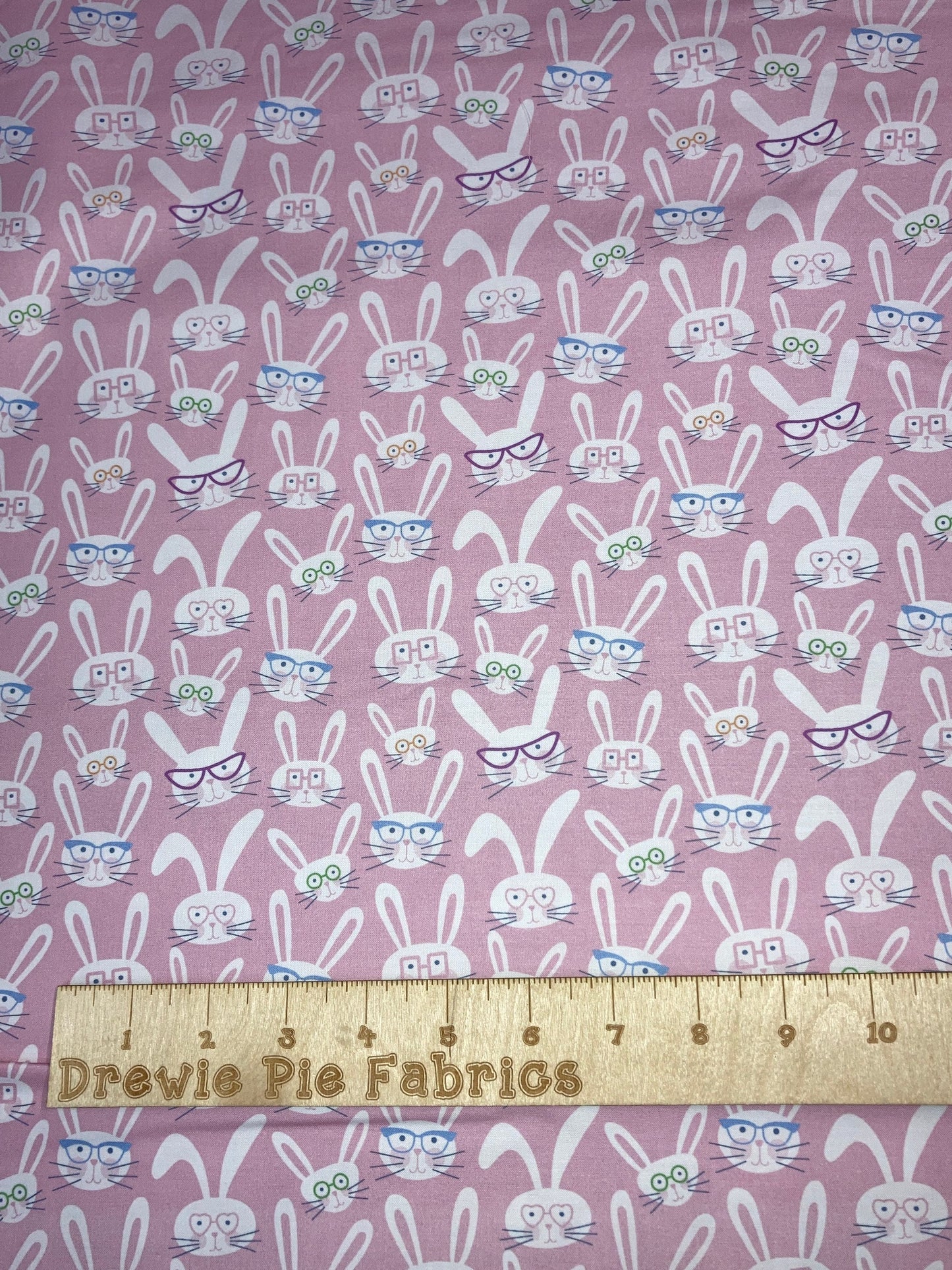 Bunny Trail Bunnies with Glasses Paintbrush Studio Cotton Fabric 100% Cotton Continuous Cuts