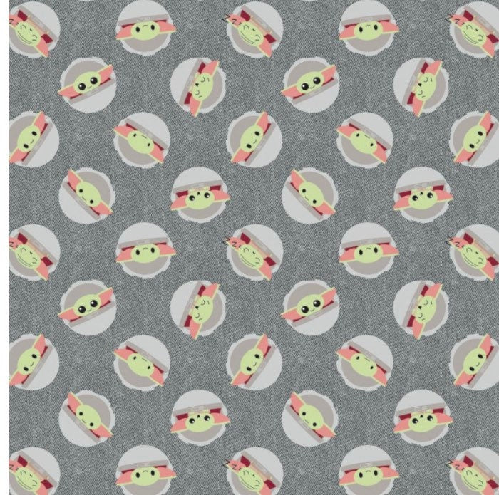 CAM73800242-2 Grey Star Wars Child Toss on Denim cotton fabric 100% Cotton- continuous cuts- fast shipping