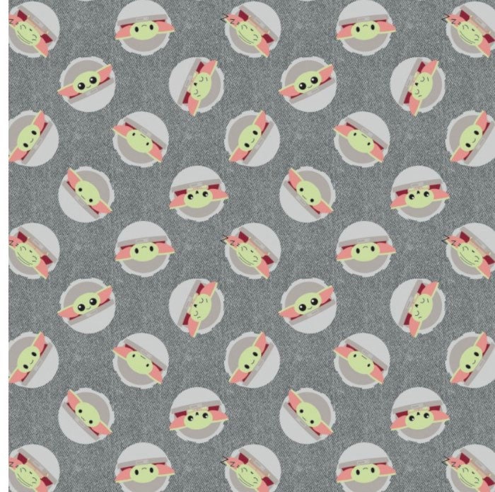 CAM73800242-2 Grey Star Wars Child Toss on Denim cotton fabric 100% Cotton- continuous cuts- fast shipping Licensed Fabric