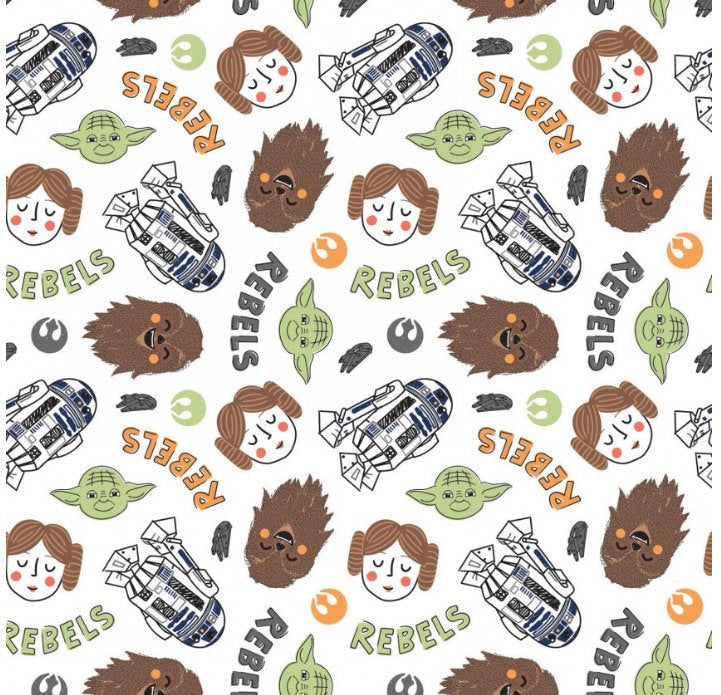 CAM73010702-1 Star Wars Cotton fabric- continuous cuts- fast shipping