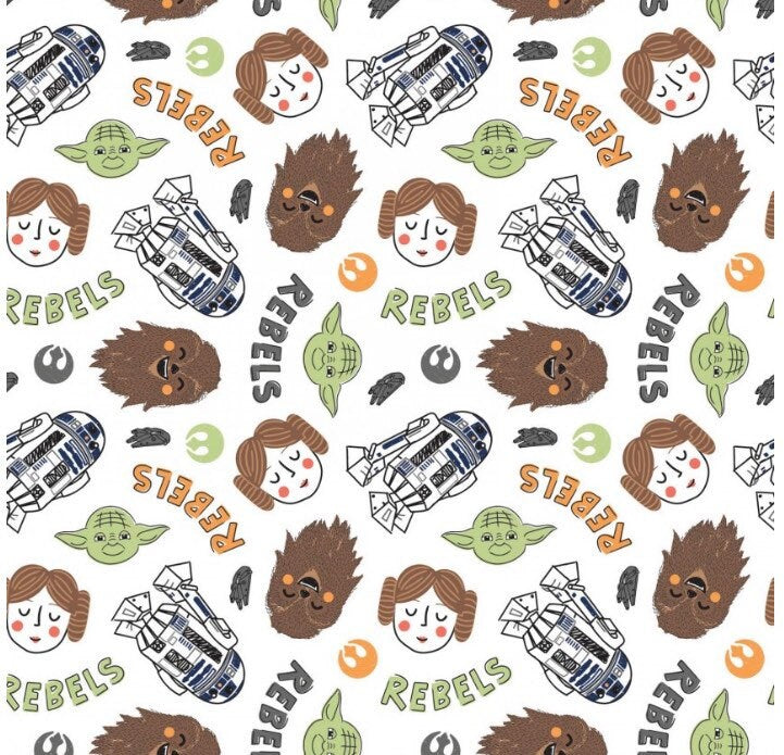 CAM73010702-1 Star Wars Cotton fabric- continuous cuts- fast shipping