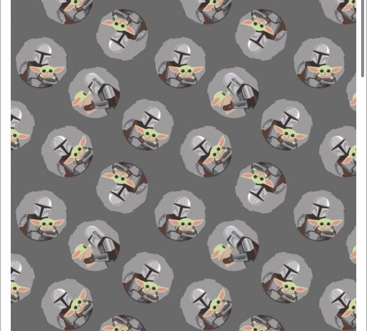 CAM73800265-2 Star Wars Mando Child Toss Grey 100% Cotton- continuous cuts- fast shipping
