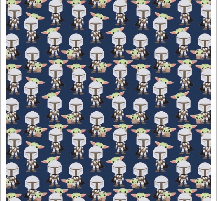 CAM73800248-2 Navy Star Wars Mando Hello Friend Navy fabric- 100% Cotton- continuous cuts- fast shipping