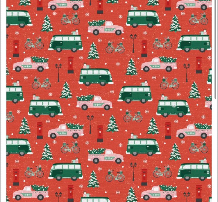 Home for Christmas 100% Cotton Fabric - Designer: Angela Nickeas Cars PSF120-21840