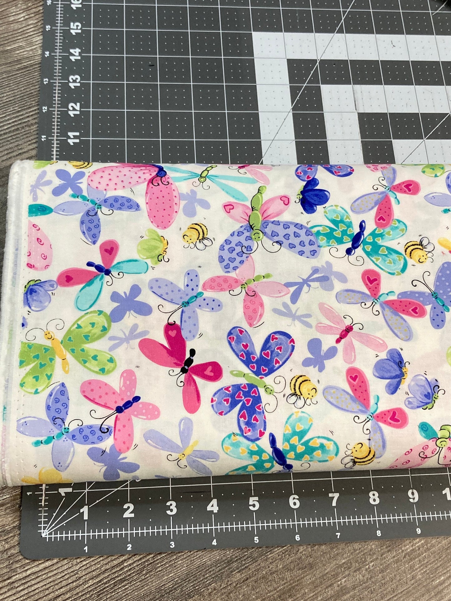 SusyBee Flutter the Butterfly cotton fabric- continuous cuts- 100% Cotton