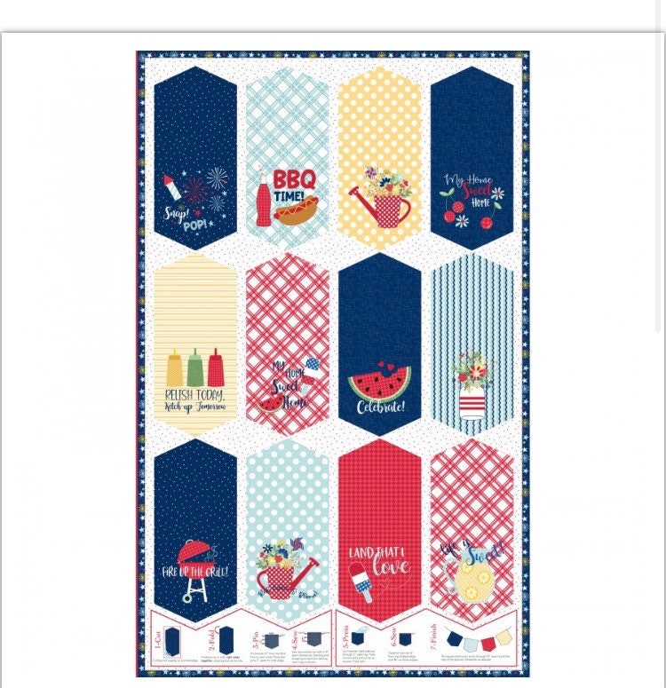 Panel -MAS9900-Z Red, White & Bloom Designers- Kim Christopherson, KimberBellRed, White and Blue Pennant Panel