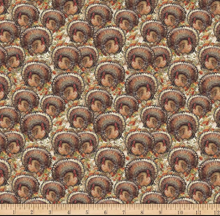 Fanned Turkey fabric - Thanksgiving- Fall- Autumn 100% Cotton - springs creative - Animal