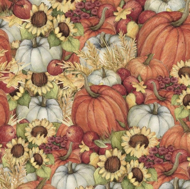 Pumpkin Field fabric - thanksgiving- fall- autumn-100% Cotton - Springs Creative