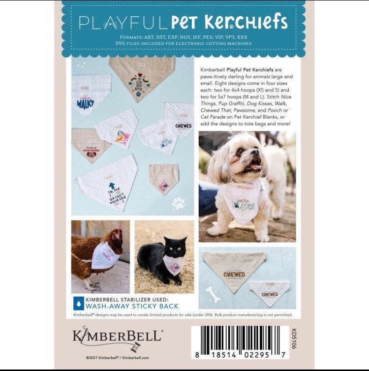 SALE! KID5106 Playful Pet Kerchiefs Designers: Kim Christopherson, KimberBell Machine Embroidery CD