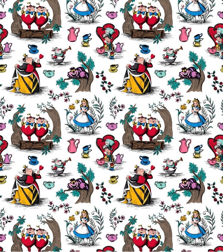 Alice in Wonderland fabric- 100% Cotton -