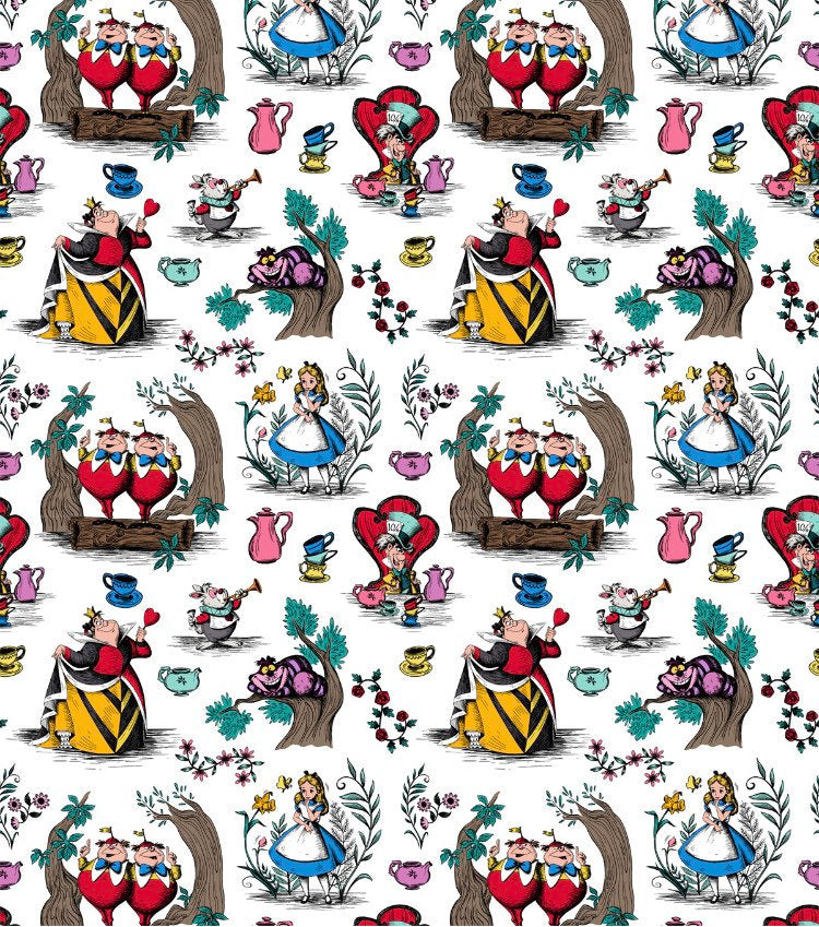Alice in Wonderland fabric- 100% Cotton -