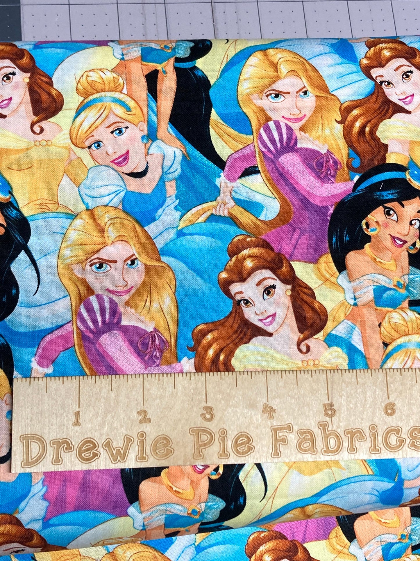 Disney Multi Princesses Packed fabric- 100% Cotton Belle, Cinderella, Jasmine Licensed Fabric
