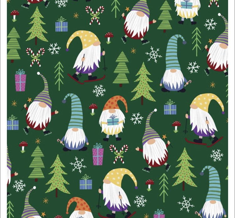 PNBCHM2-4727-GG Christmas Miniatures II Designer: Pink Light Studio - Gnomes cotton fabric - continuous cuts