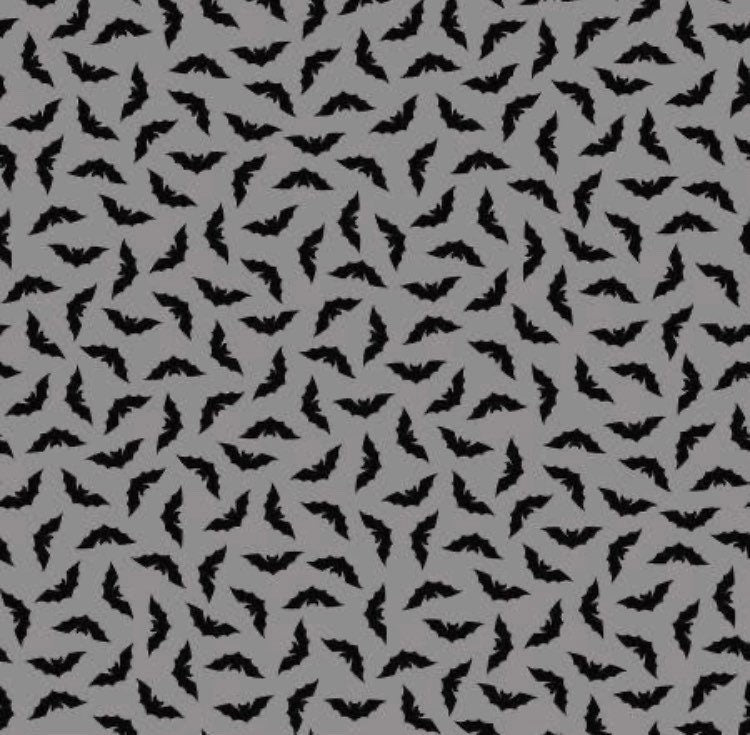 Halloween Bats on Gray - Kimberbell - Maywood Studios - Cotton Halloween Fabric