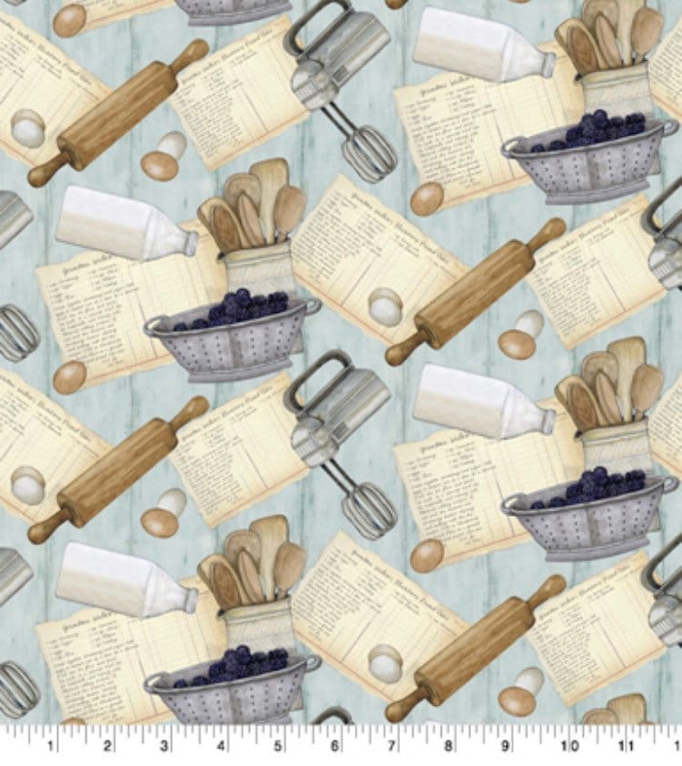 Blackberry Recipe Cotton Fabric -fabric by the 1/4 or 1/2 yard & fat Quarters - 100% Cotton -