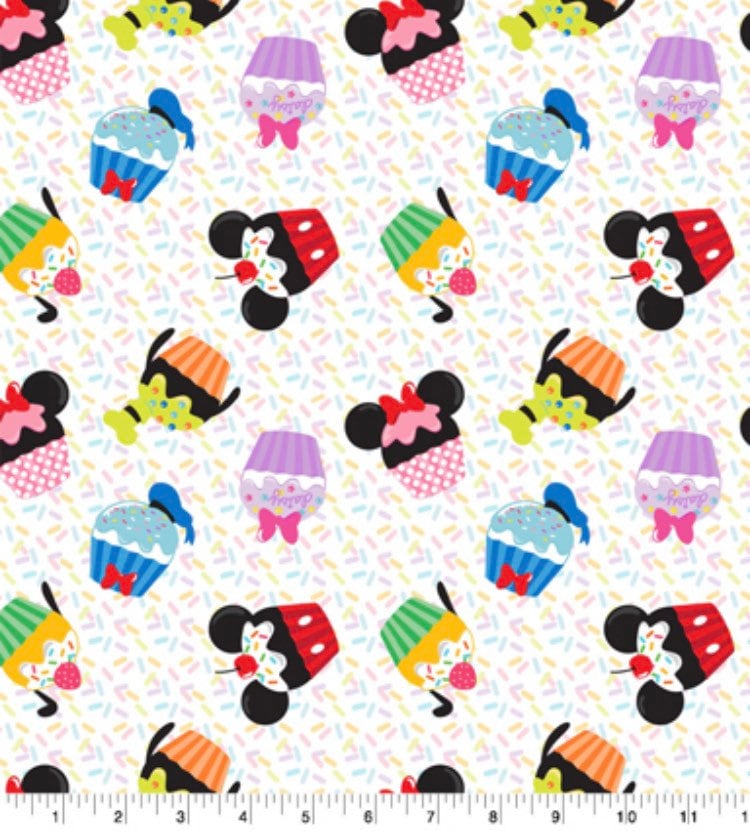 Cupcake Toss Disney Cotton Fabric- 100% Cotton -