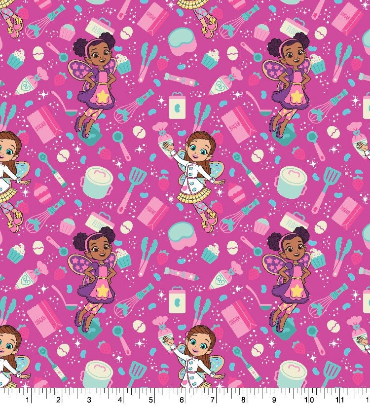 Butterbean Fairy Baking Goodies cotton fabric 100% Cotton - continuous cuts Licensed Fabric