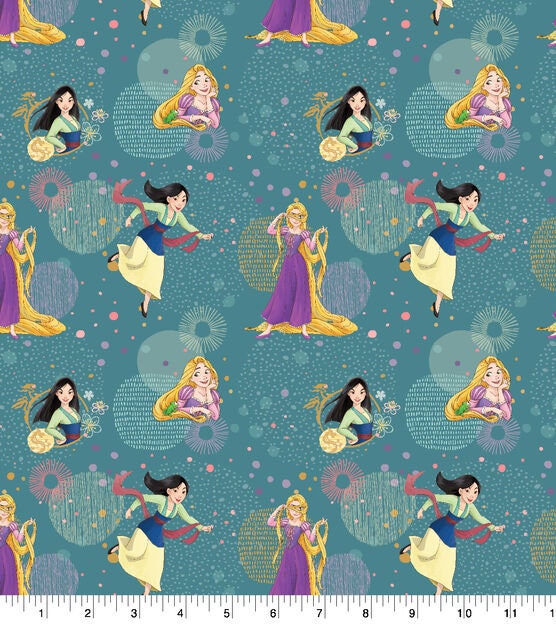 Disney Princess and Bubbles Cotton fabric- 100% Cotton Continuous cuts Licensed Fabric