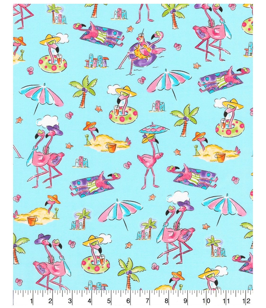 Robert Kaufman Birds in the beach Flamingo Cotton Fabric- Fat Quarter - 100% Cotton -
