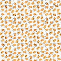 On the Farm Chicks on White Fabric - 100% Cotton - CON9453-09