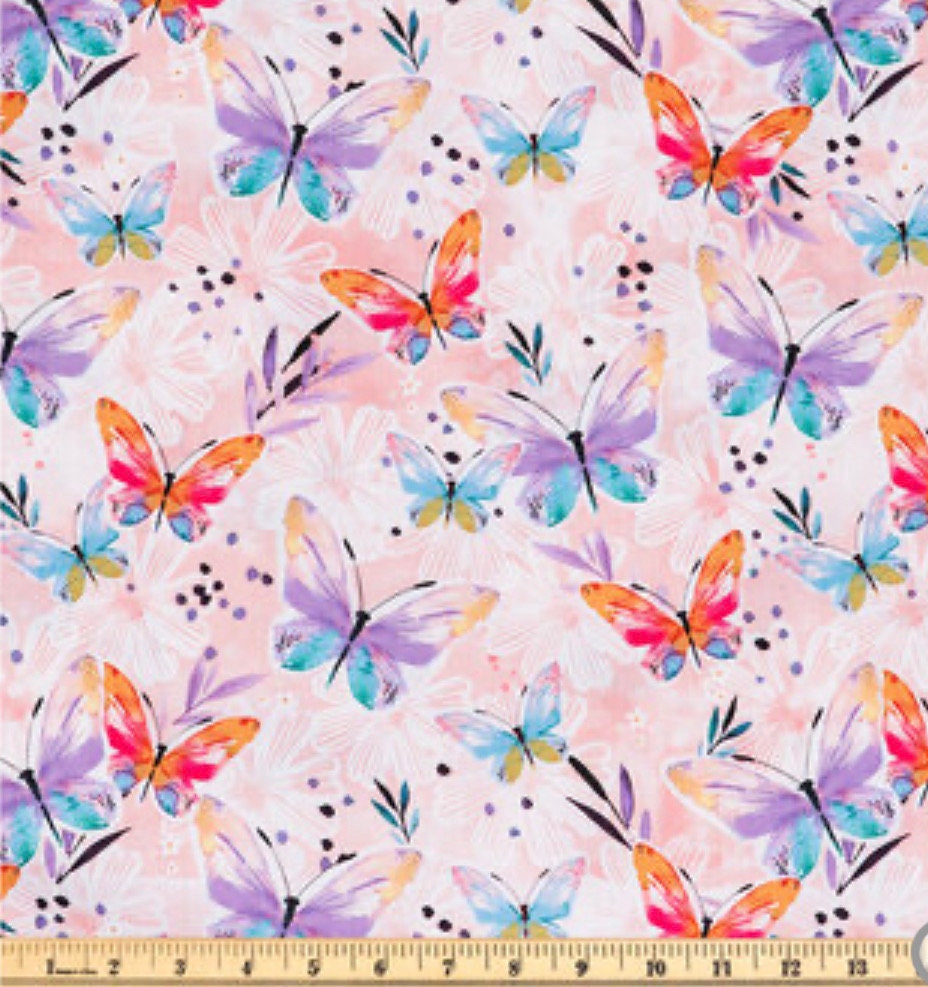 Sweet Summertime Butterfly Cotton Fabric - butterflies- Fat Quarters - 100% Cotton- continuous cuts