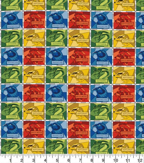 Harry Potter Stained Glass fabric- 100% Cotton - Continuous Cuts Licensed Fabric