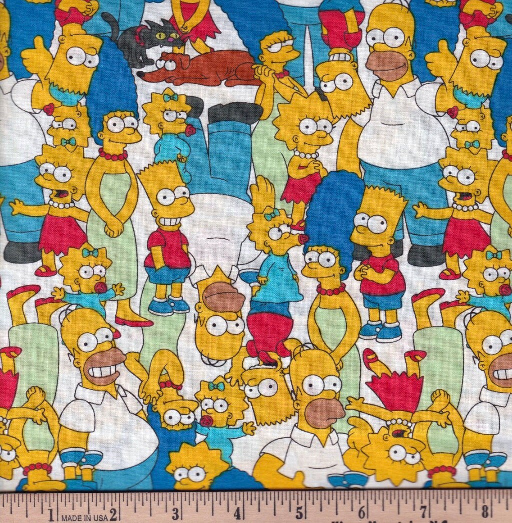The Simpson’s Packed Cotton Fabric- 100% Cotton - continuous cuts-