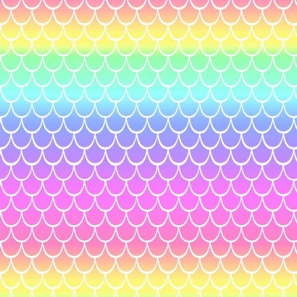 Pastel Rainbow Mermaid Scales- 100% Cotton - Continuous Cuts - Fabric Traditions