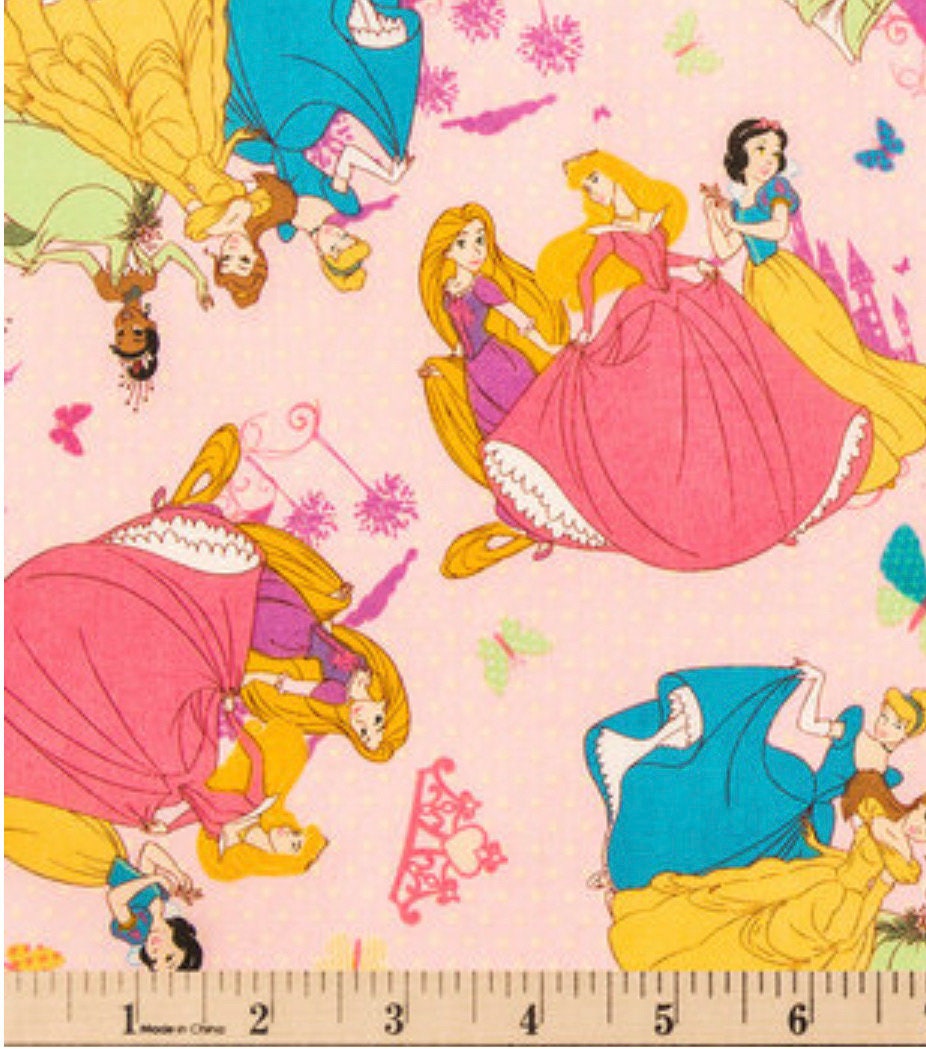 Multi Disney Princess cotton fabric- 100% Cotton - continuous cuts- Cinderella Licensed Fabric
