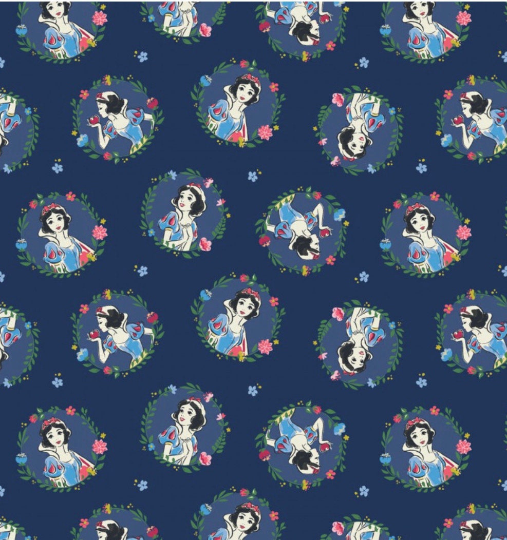 Snow White Wreaths cotton fabric 100% Cotton CAM85102002-02 Licensed Fabric
