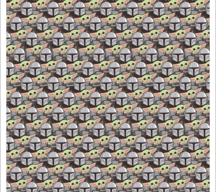 CAM73800266-1 Star Wars Mandalorian Stickers fabric- 100% Cotton- continuous cuts- fast shipping