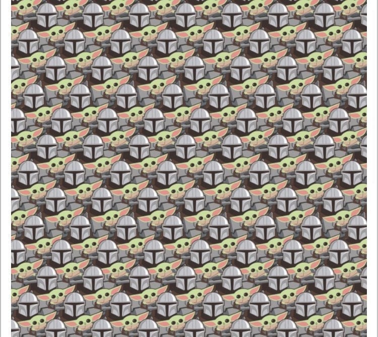 CAM73800266-1 Star Wars Mandalorian Stickers fabric- 100% Cotton- continuous cuts- fast shipping
