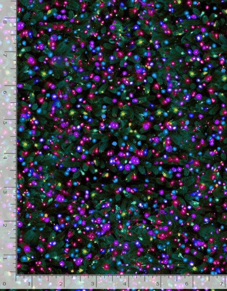 Christmas Tree Cotton Fabric- TT-Holiday CD2011 Multi - Aurora Borealis X-Mas Lights Cotton Fabric- 100% Cotton -