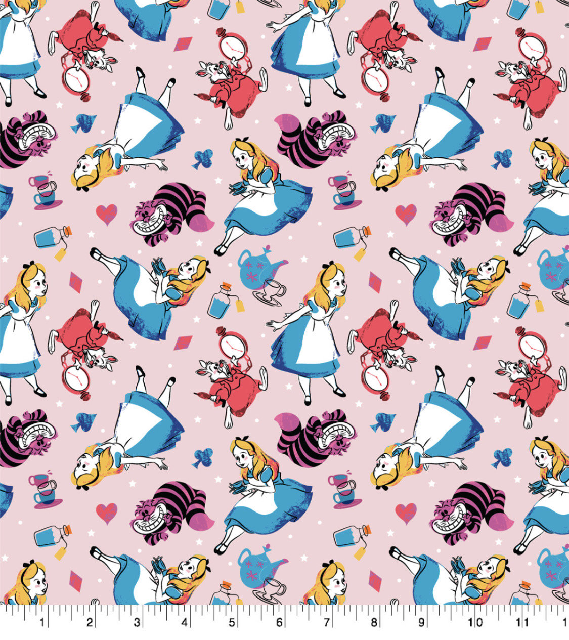 Alice in Wonderland - Cotton fabric- 100% Cotton -continuous cuts Licensed Fabric