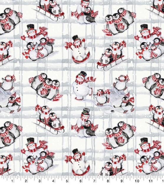 Playful Snowman Susan Winget Cotton fabric- Fat Quarters - 100% Cotton - continuous cuts