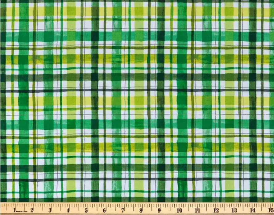 St Patrick's Day Plaid Cotton Fabric- green cotton fabric 100% Cotton - continuous cuts