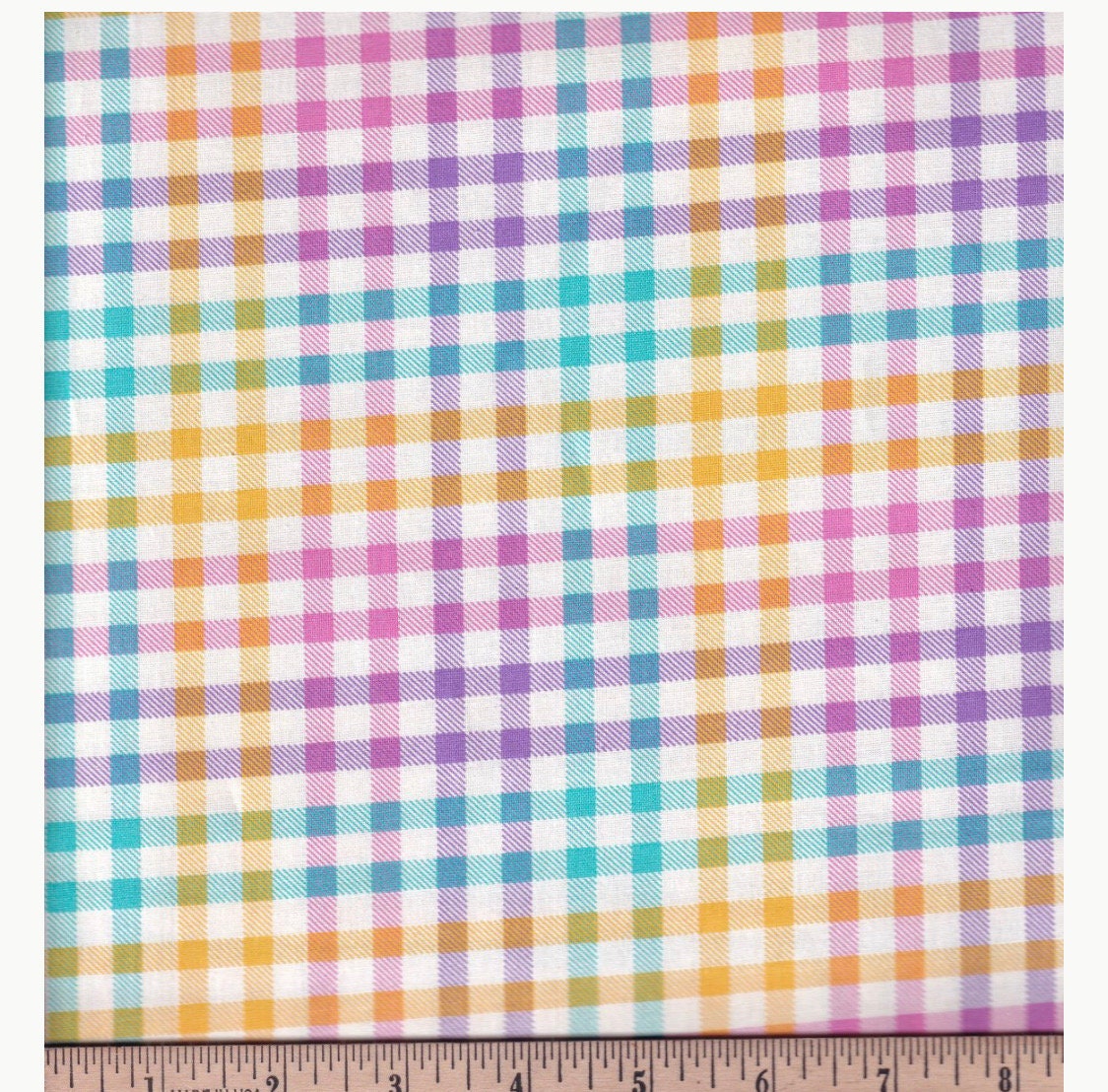 Easter cotton Gingham Check - Hoppy Easter fabric- 100% Cotton- Continuous Cuts