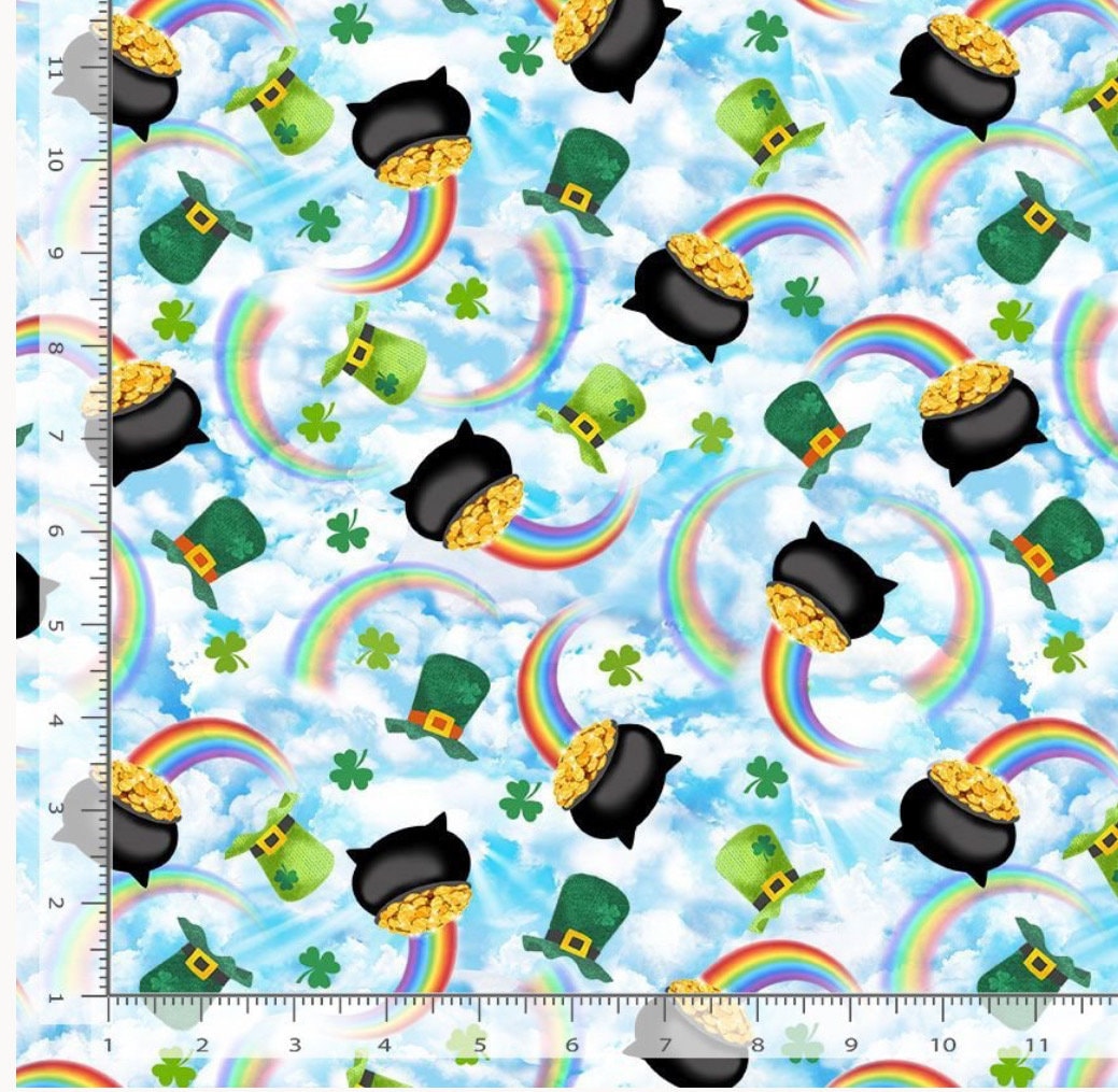 Pot of Gold and Rainbows Cotton fabric- 100% Cotton - continuous cuts GAIL CD2381 Timeless Treasures