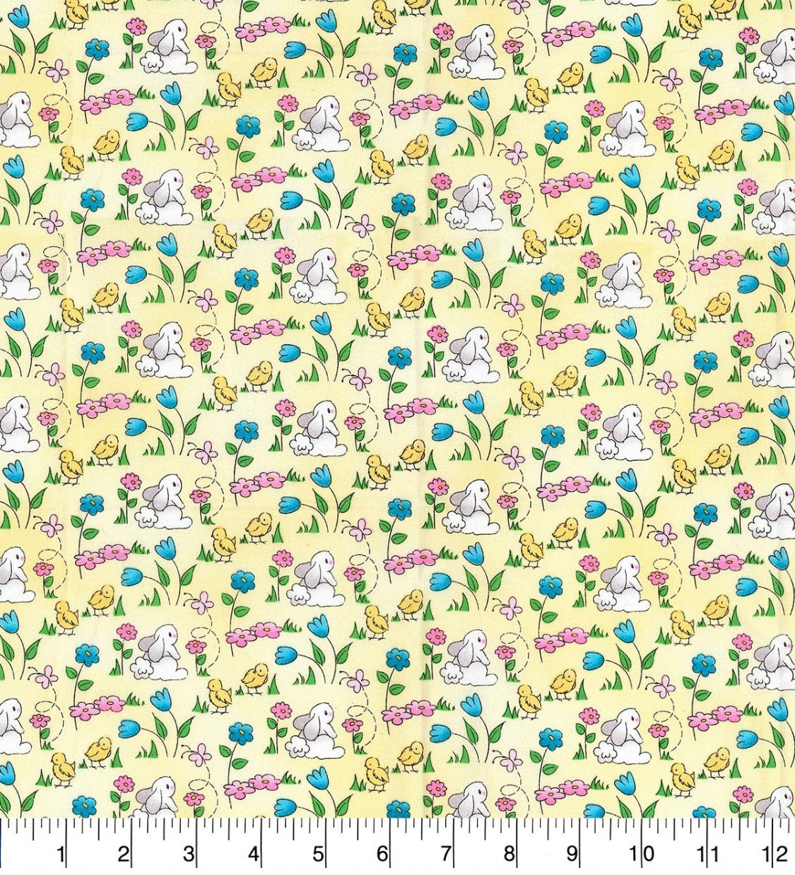 Fabric Traditions Easter Bunny Patty Reed fabric 100% Cotton Continuous Cuts