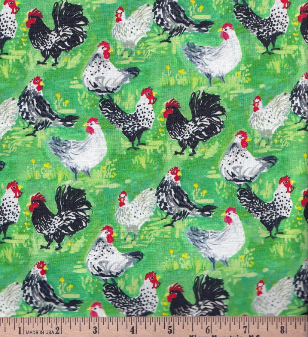 Dear Stella Chicken Fabric DJL2246 Multi Yolks on You cotton fabric-Continuous cuts- fat quarters- Dear Stella
