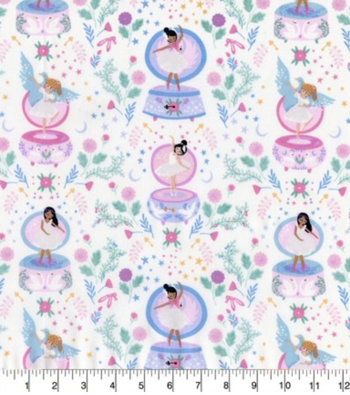 Ballerina Music Box Cotton Fabric