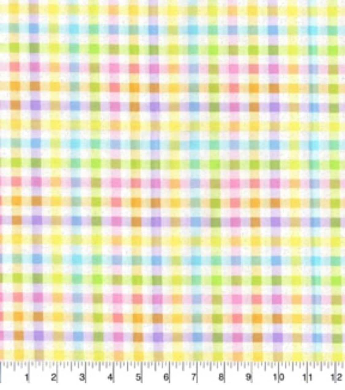 Glitter Yellow Plaid Easter cotton - 100% Cotton- Continuous Cuts