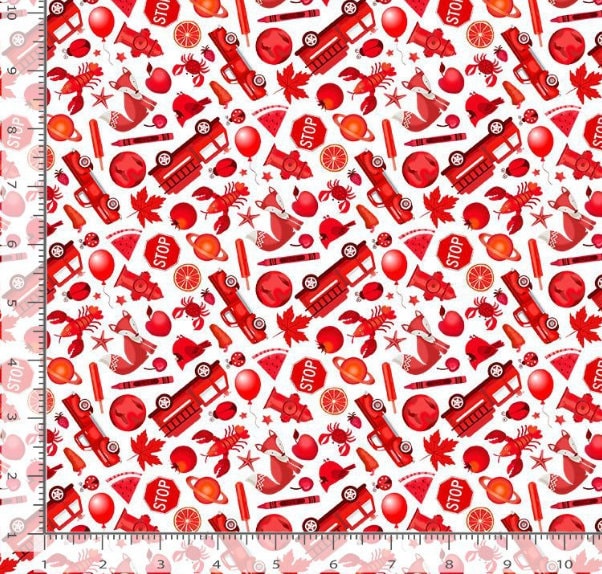 Mini I SPY fabric Red- 100% Cotton -TT-Gail CD2627 Red - I Spy Objects Mini