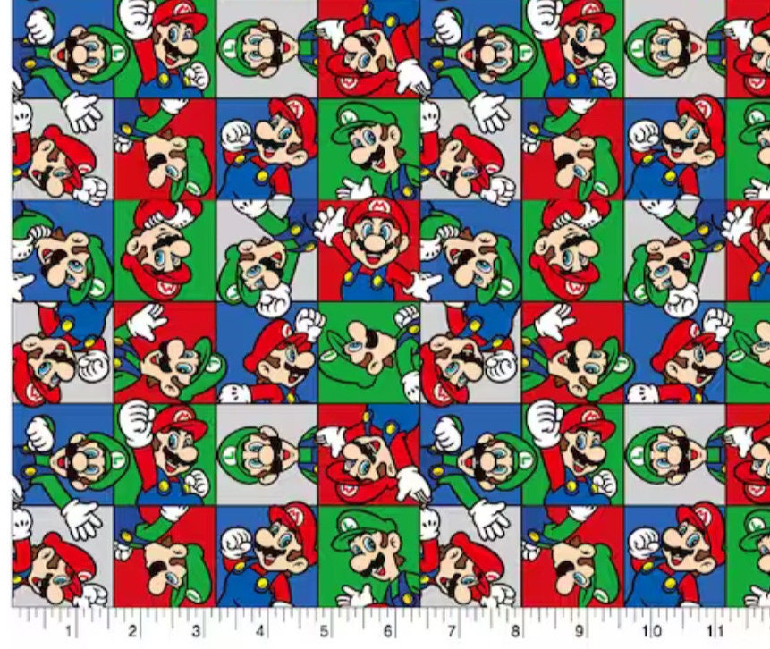 Ninentendo Characters Fabric - 100% Cotton Fabric - Continuous cuts - Mario - Luigi - Princess