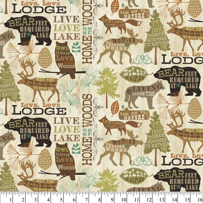 Live Love Lodge Cotton fabric-- Fat Quarters - 100% Cotton -DT-Live, Love, Lodge WA-3439-8C-1 Live, Love, Lodge Allover